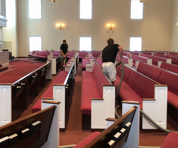 local church being cleaned by our technitions